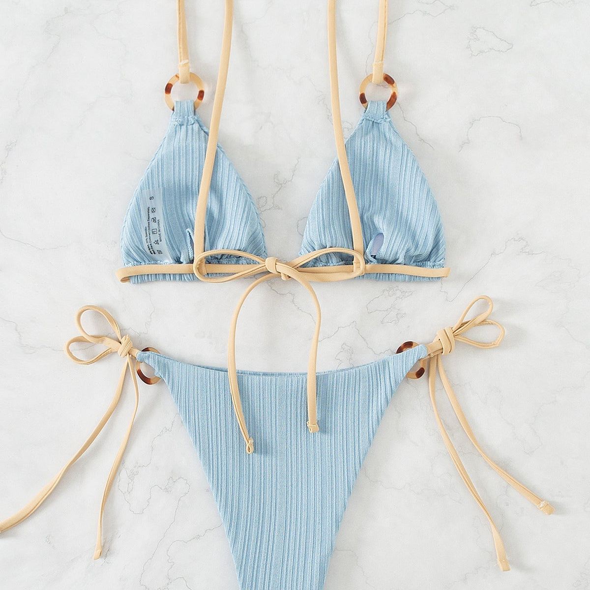 Düz Renkli Askılı Bikini