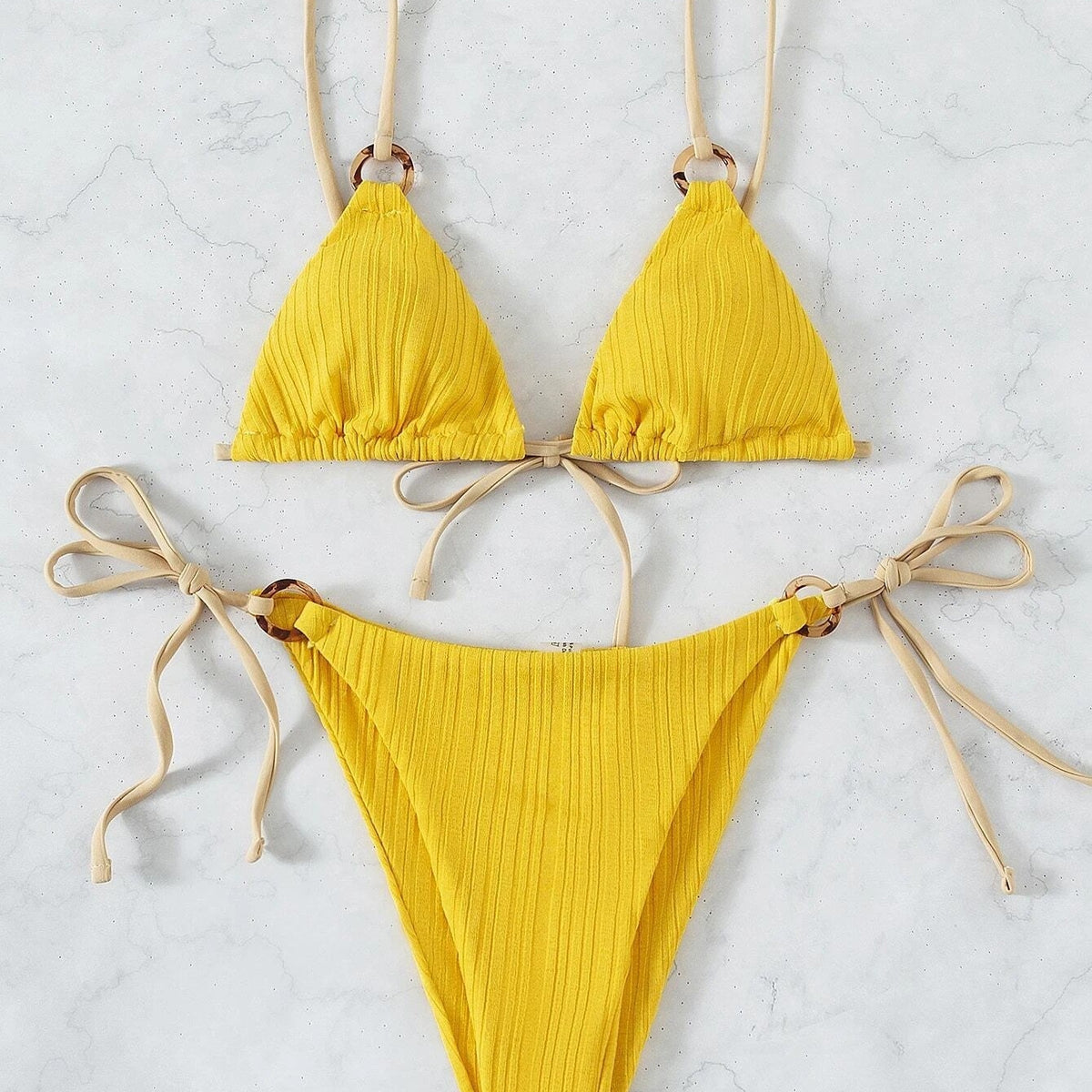 Düz Renkli Askılı Bikini