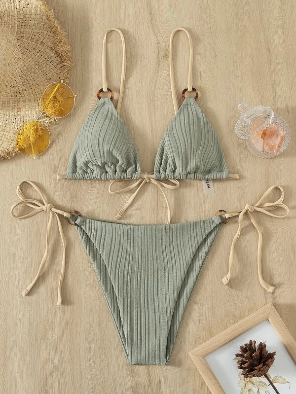 Düz Renkli Askılı Bikini